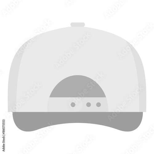 White baseball cap back icon. Flat illustration of white baseball cap back vector icon for web.