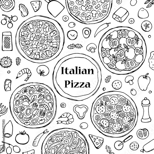 Hand Drawn Italian Pizza Set