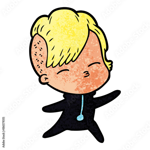 cartoon squinting girl