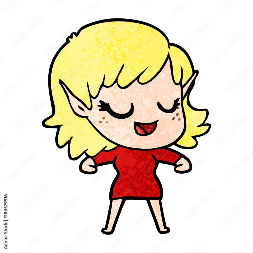 happy cartoon elf girl happy cartoon elf girl