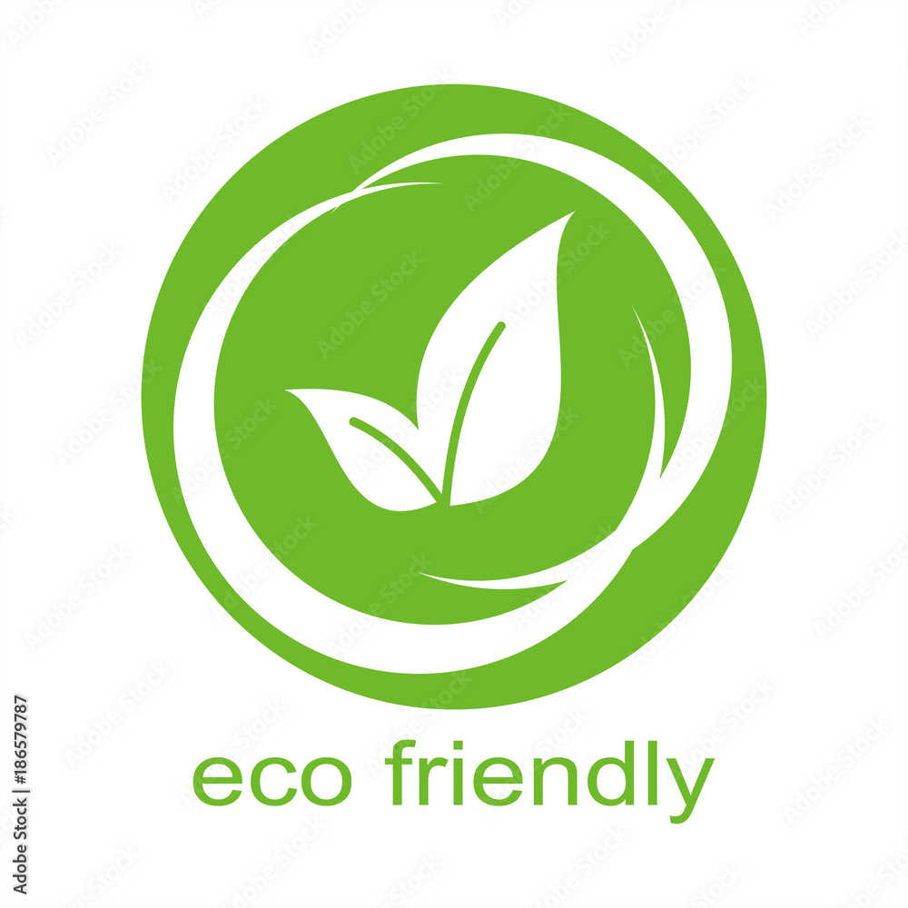 Green Eco friendly business label design. Vector Leaves in circle. Green Eco friendly business label design. Vector Leaves in circle.