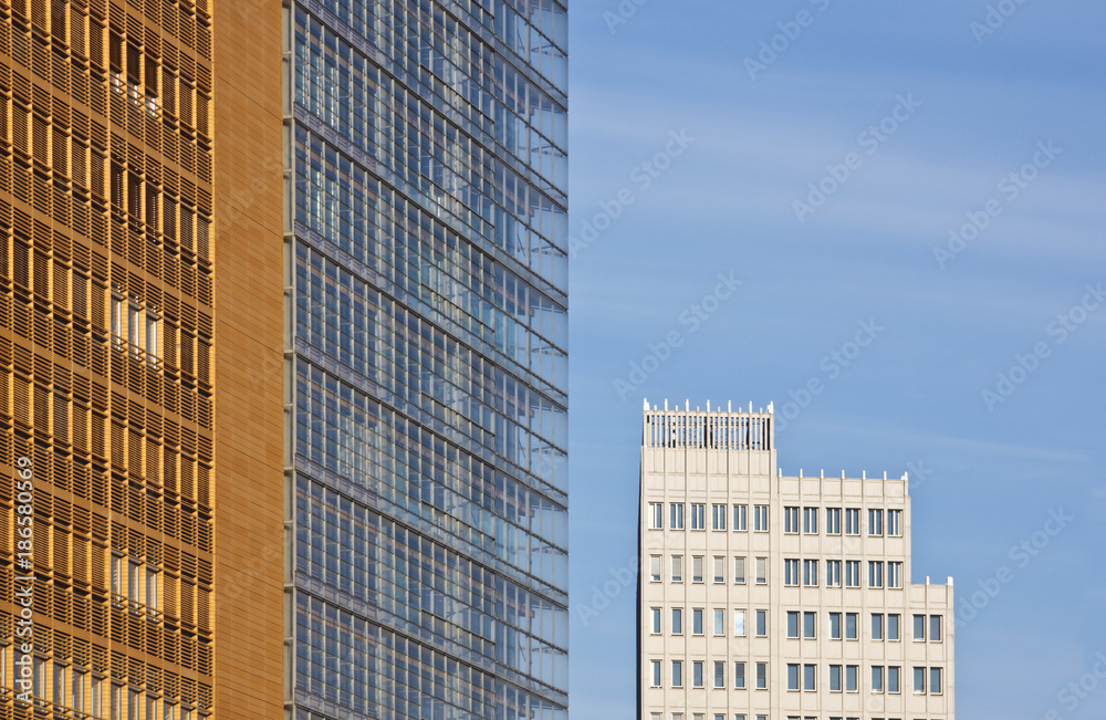 Naklejka premium Modern Building Facades With Blue Sky