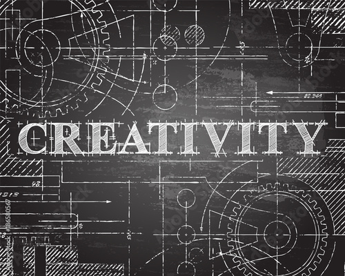 Creativity Word Blackboard Tech Drawing