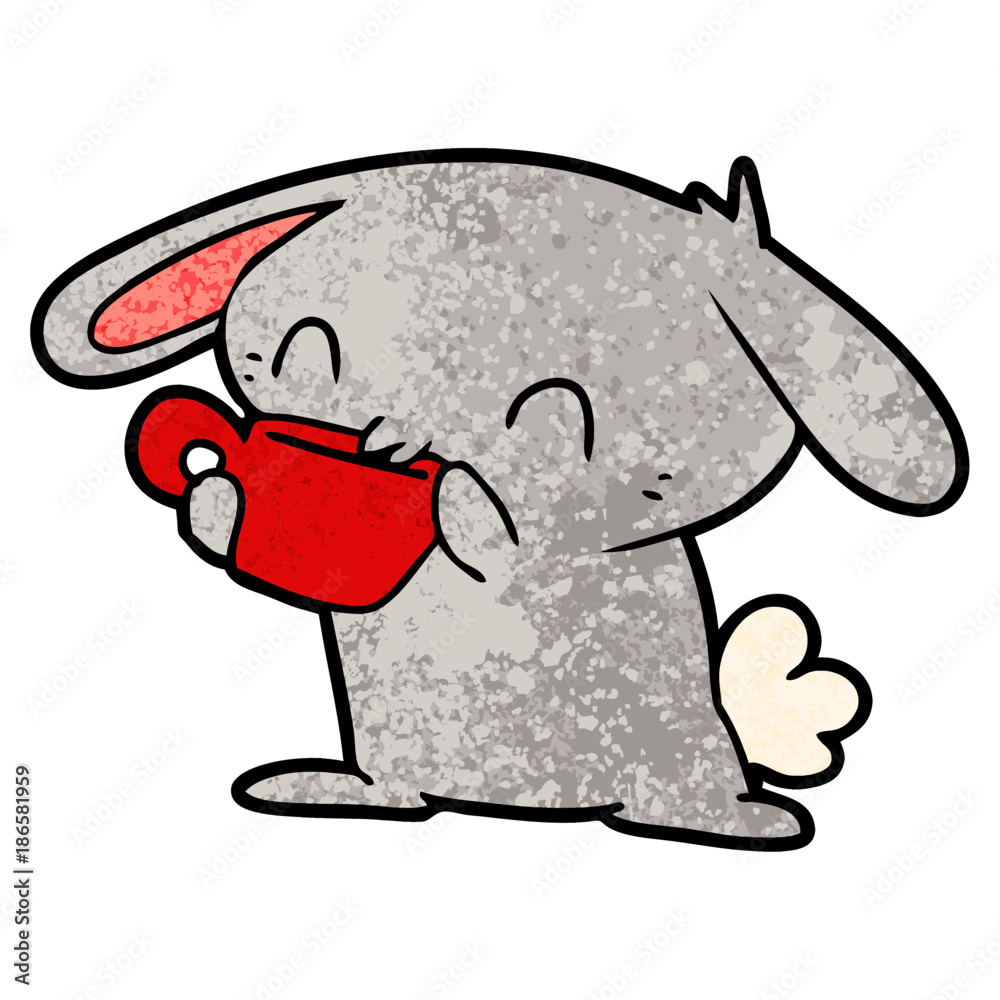 Obraz premium cartoon rabbit drinking tea