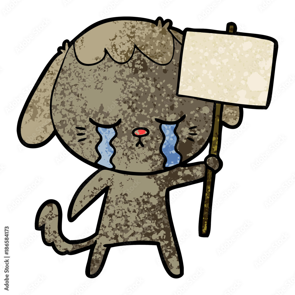 Obraz premium cartoon dog crying