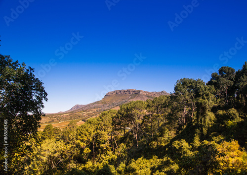 Landscape of Cape Town with seldom view of the Table Mountain without clouds in South Africa