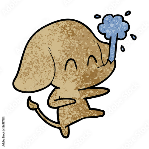 cute cartoon elephant spouting water