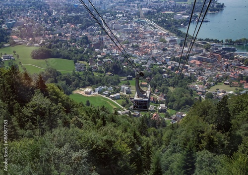 Landscape of the Lake Constance or Bodensee with view from the mountain Pfänder in Austria