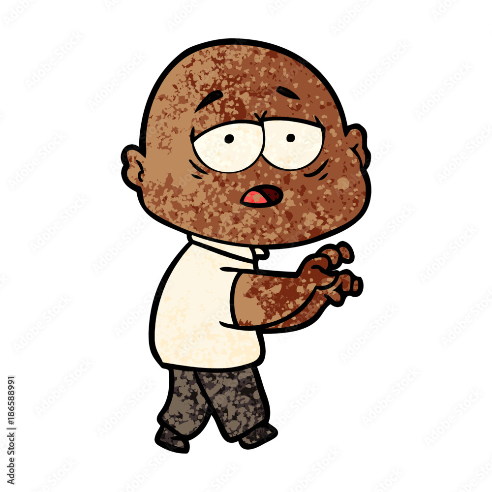 cartoon tired bald man cartoon tired bald man