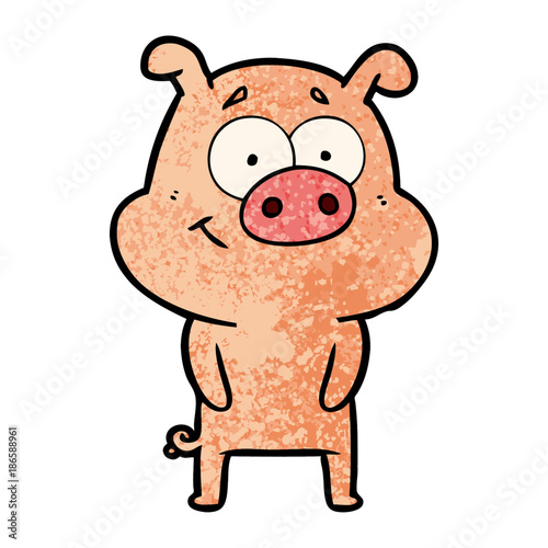 happy cartoon pig