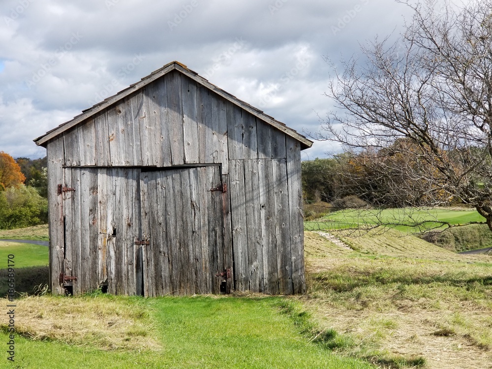 Rustic farm building front and door Rustic farm building front and door