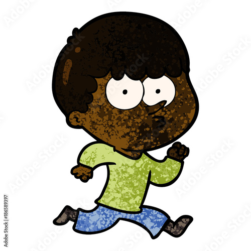 cartoon curious boy running