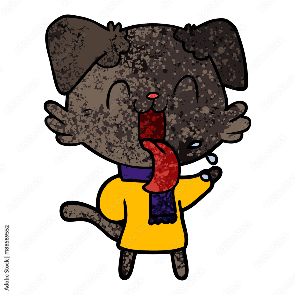 Obraz premium cartoon panting dog