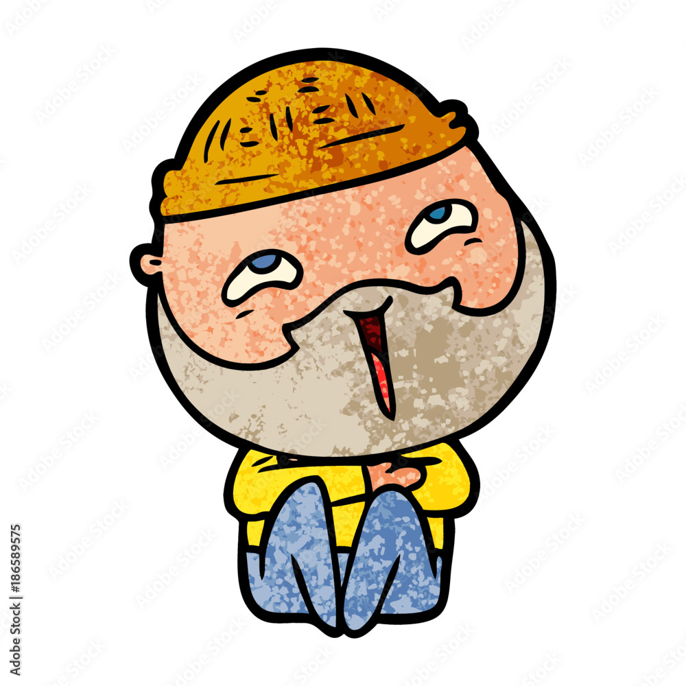 cartoon happy bearded man cartoon happy bearded man