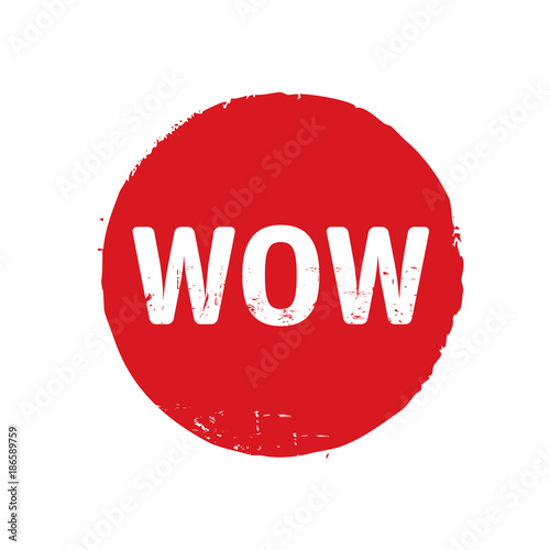 Color stamp and text WOW. Vector Illustration.