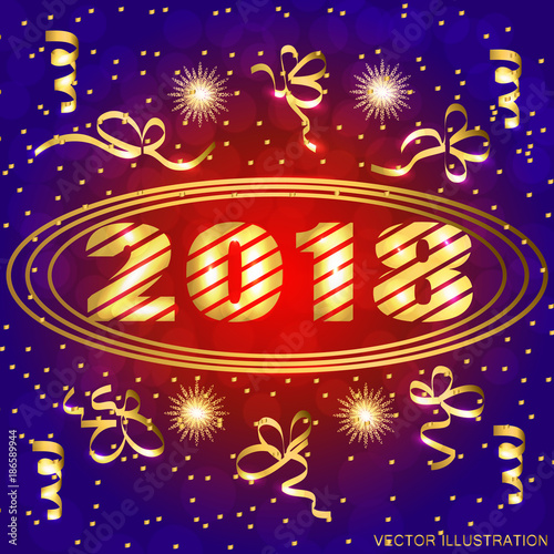 Happy New Year 2018 background . Vector illustration.