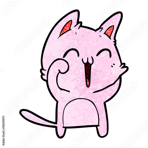 happy cartoon cat meowing