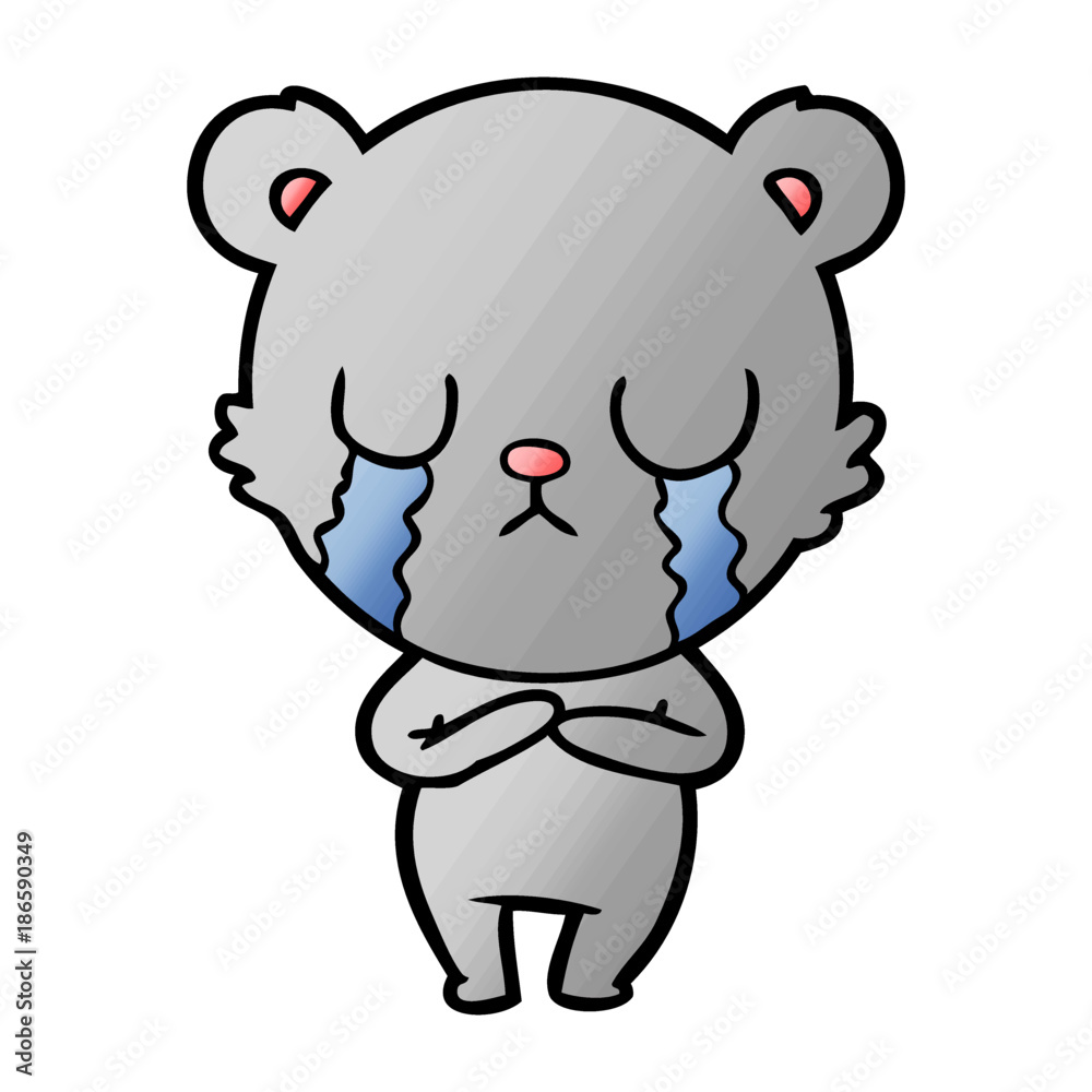 Naklejka premium crying bear cartoon character