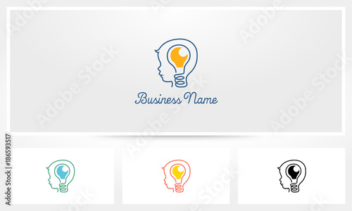 Smart Kid Boy Lightbulb Logo