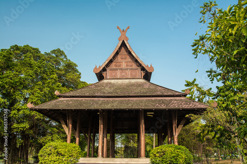 wood pavilion Thailand in the park