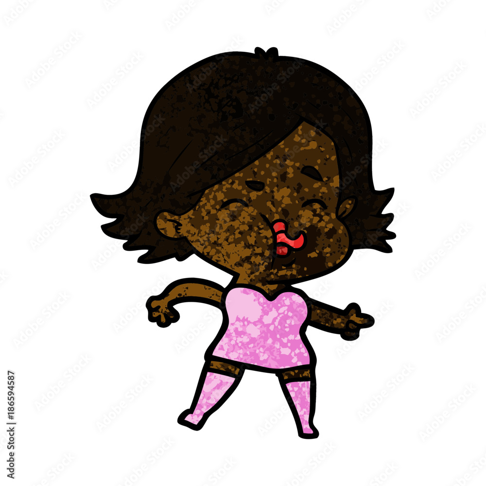 Obraz premium cartoon girl pulling face