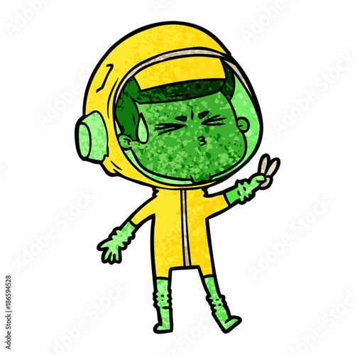 cartoon stressed astronaut