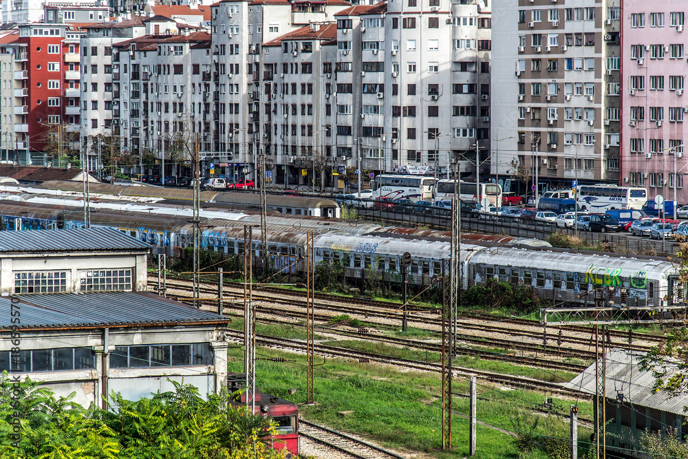 Naklejka premium Belgrade, Serbia October 16, 2014: Abandoned trains in Belgrade