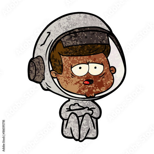 cartoon tired astronaut