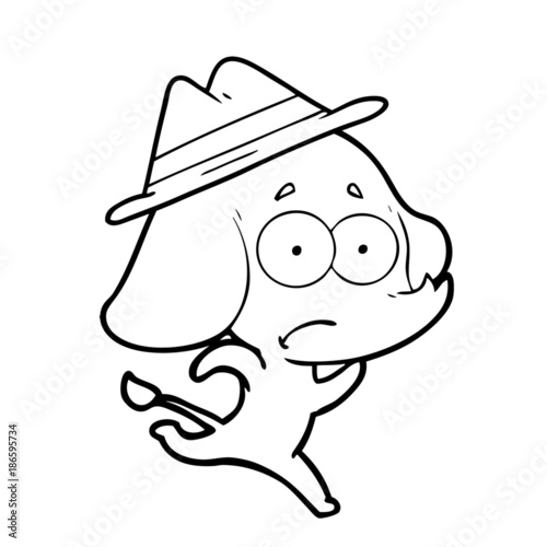 cartoon unsure elephant running away