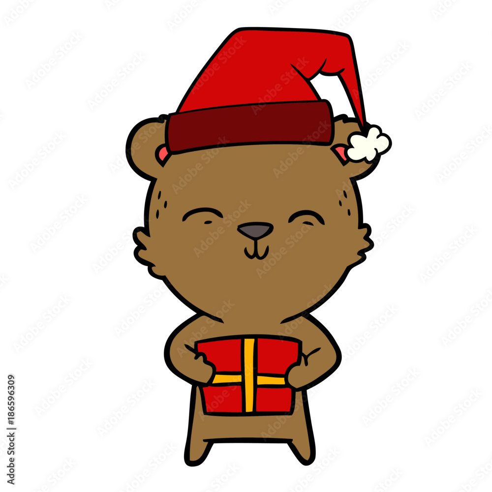 happy cartoon bear with gift happy cartoon bear with gift