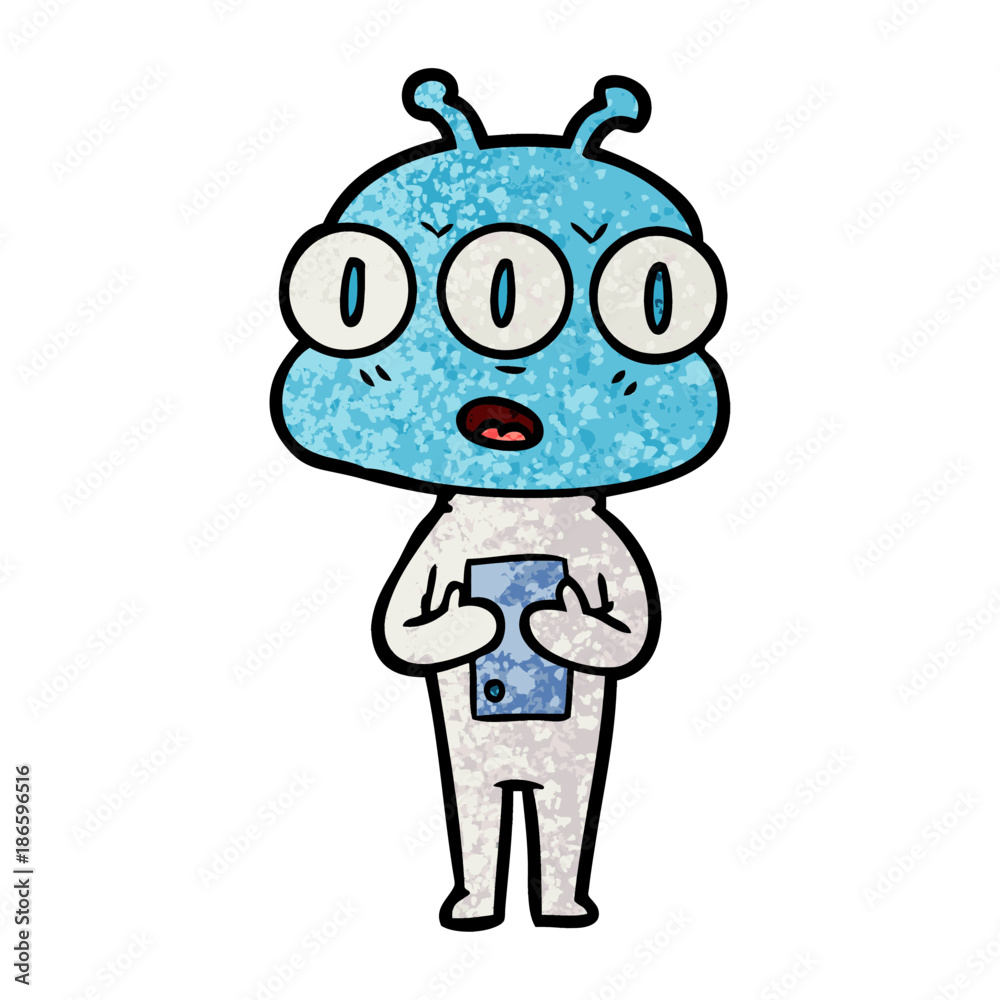 Fototapeta premium cartoon three eyed alien