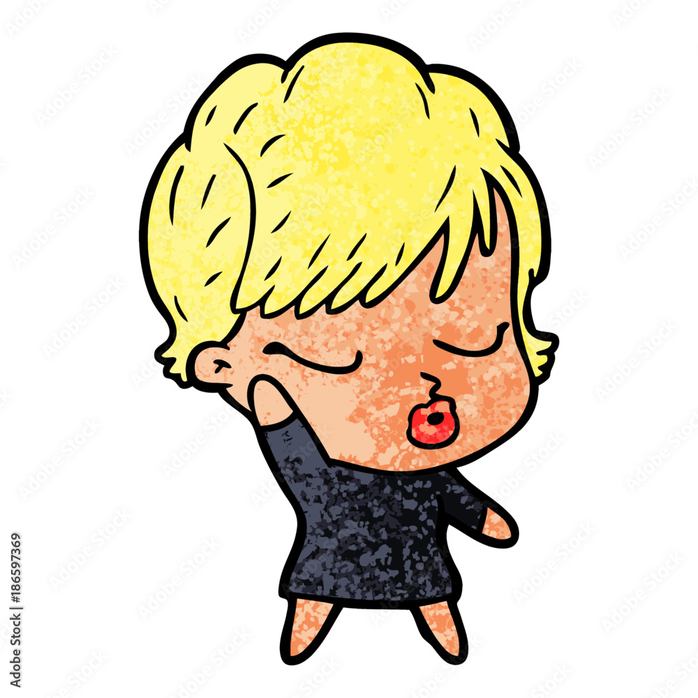 cartoon woman with eyes shut