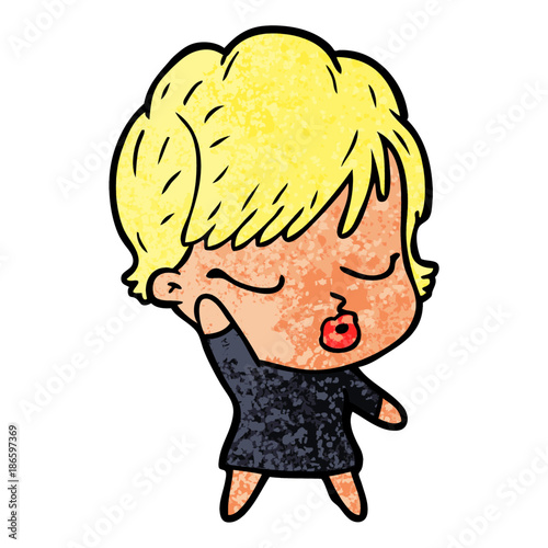 cartoon woman with eyes shut