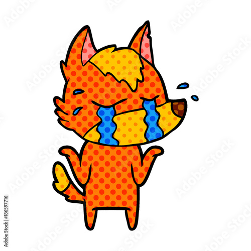 sad little fox cartoon character