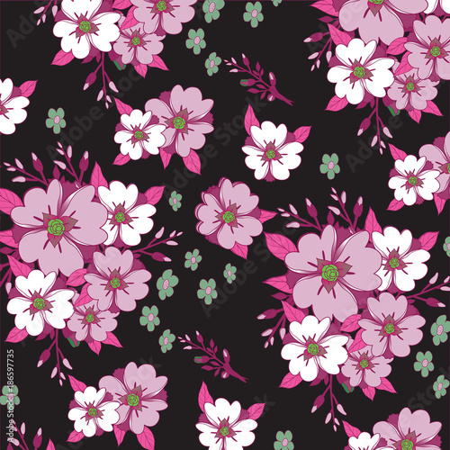 Wallpaper Mural  illustration of a beautiful floral bouquet. watercolor floral pattern, Ditsy floral background. Liberty style. fabric, covers, manufacturing, wallpapers, print, gift wrap. Torontodigital.ca