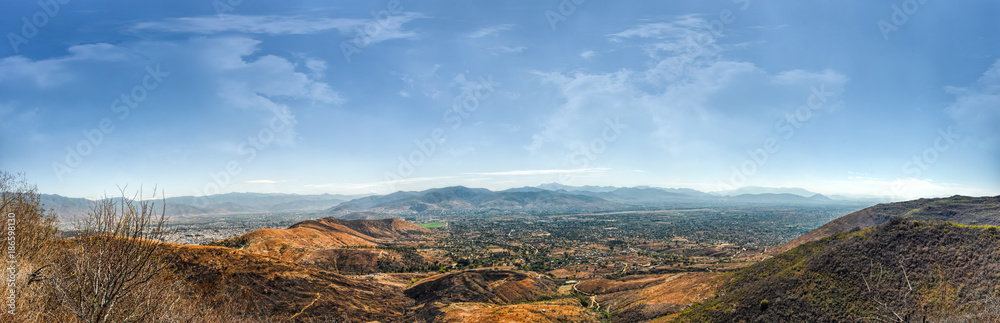 Naklejka premium Panoramic view of Oaxaca valley from Monte Alban