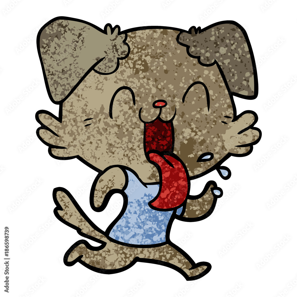 cartoon panting dog running