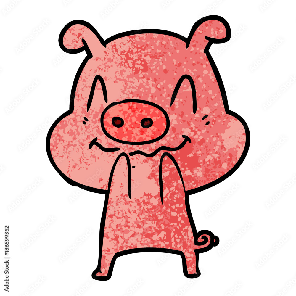 nervous cartoon pig