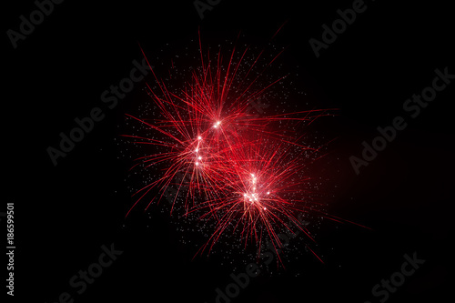 Fireworks isolated on dark background.