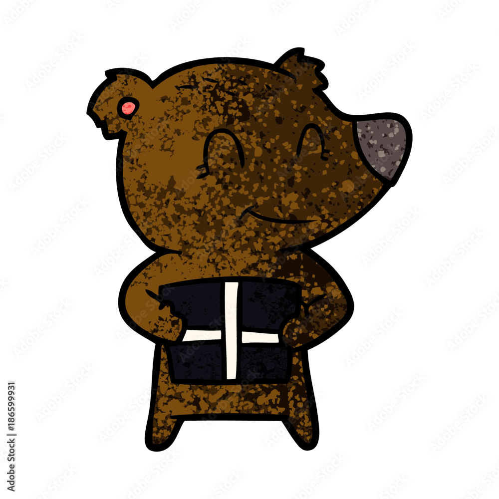 Obraz premium bear cartoon character with present