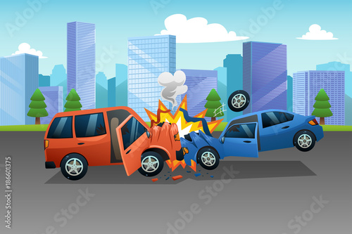 Two Cars in an Accident Illustration