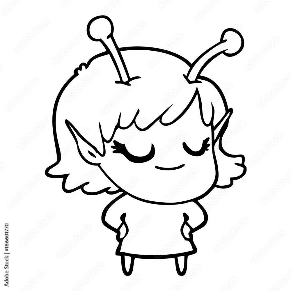 smiling alien girl cartoon with love heart smiling alien girl cartoon with love heart