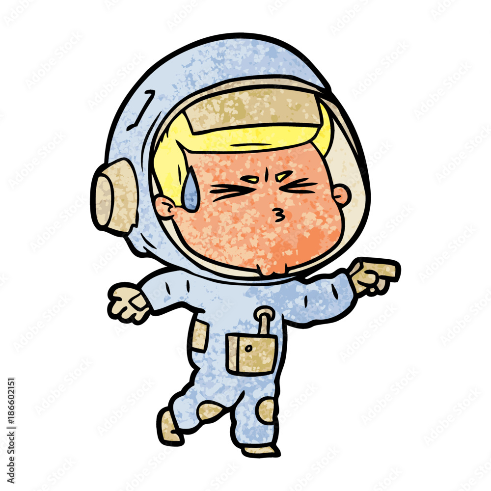 cartoon stressed astronaut