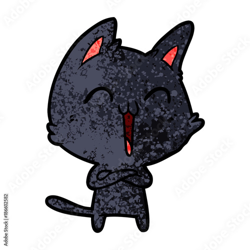 happy cartoon cat meowing