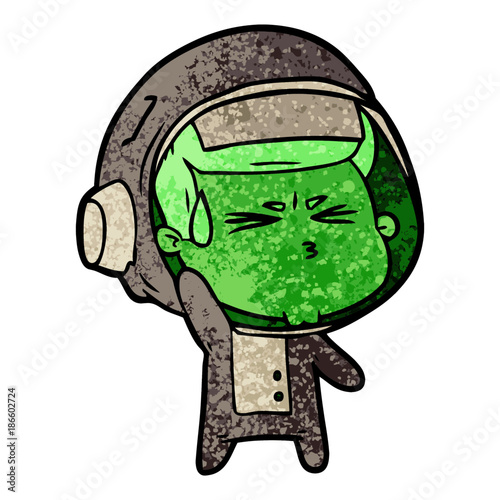 cartoon stressed astronaut