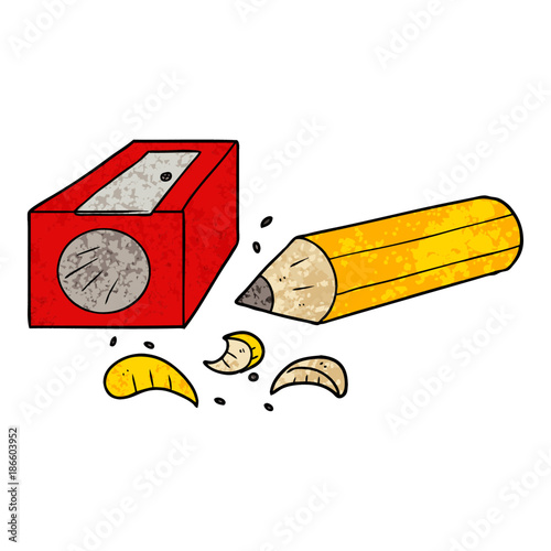 cartoon pencil and sharpener