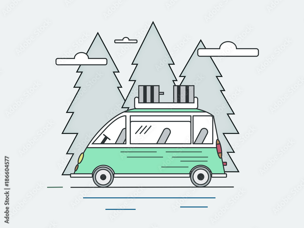 Obraz premium car family go holidays