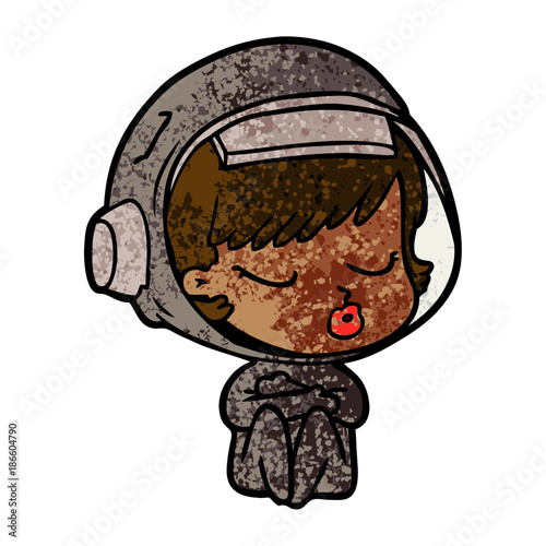 cartoon pretty astronaut girl