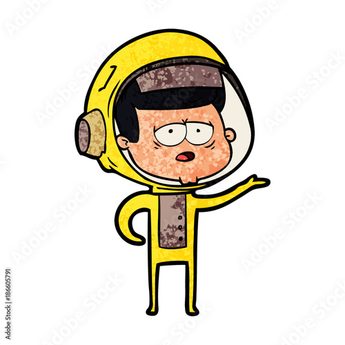 cartoon tired astronaut