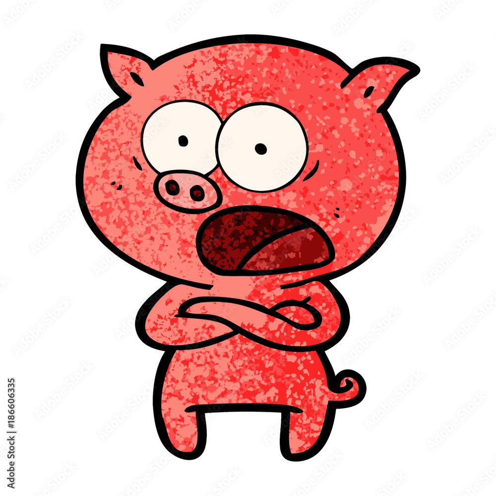 Fototapeta premium cartoon pig shouting